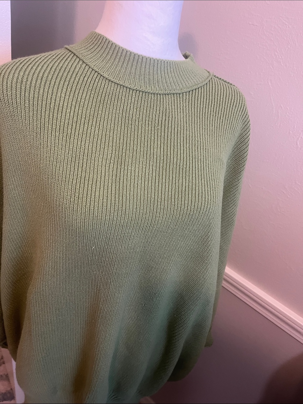 Free People Sage Ribbed Crewneck Sweater